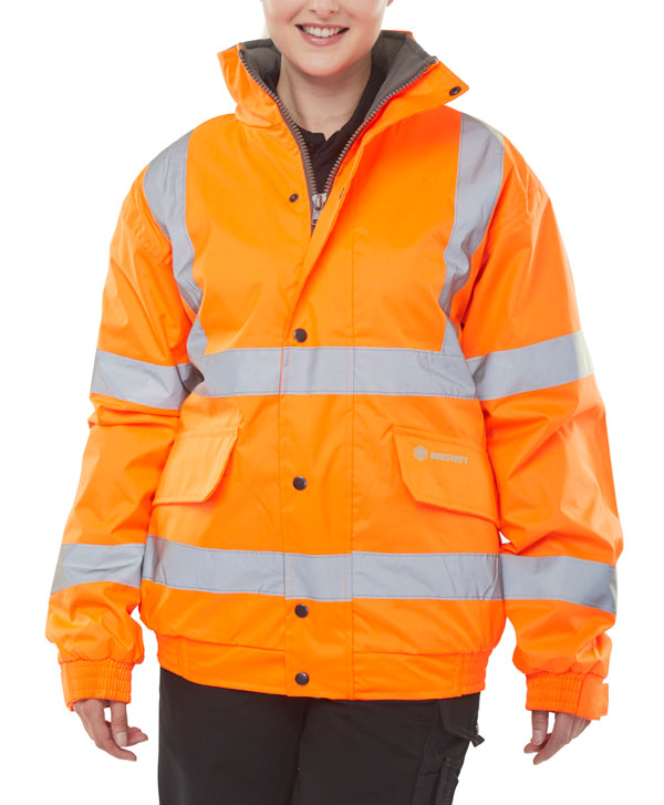 Hi Vis Safety Fleece Lined Bomber Coat