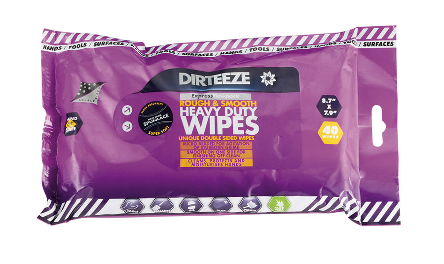 DIRTEEZE Trade Wipes, Rough & Smooth sided (40 wipes)